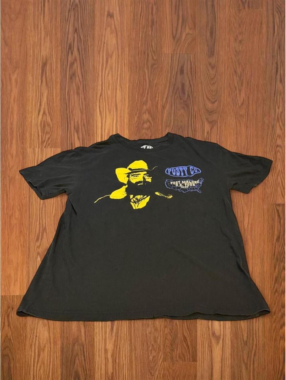 Post Malone 2025 Tour T-Shirt Black Cowboy Graphic Concert Merch Size S